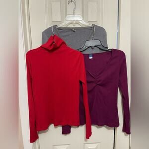 Old Navy Ribbed Cotton Blend Shirt 3 Piece Bundle Closet Staple Basics size Med